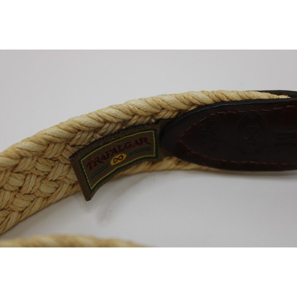 Vintage Trafalgar Belt Size M Woven Jute Cotton Leather Belt Ivory & Brown USA - Picture 10 of 10